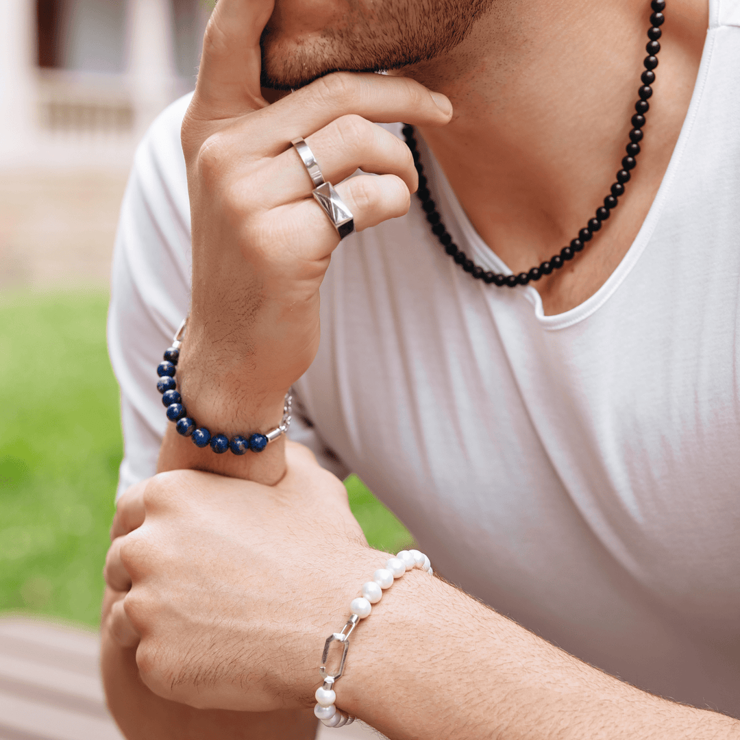 Silver Hybrid Bracelet Lapis