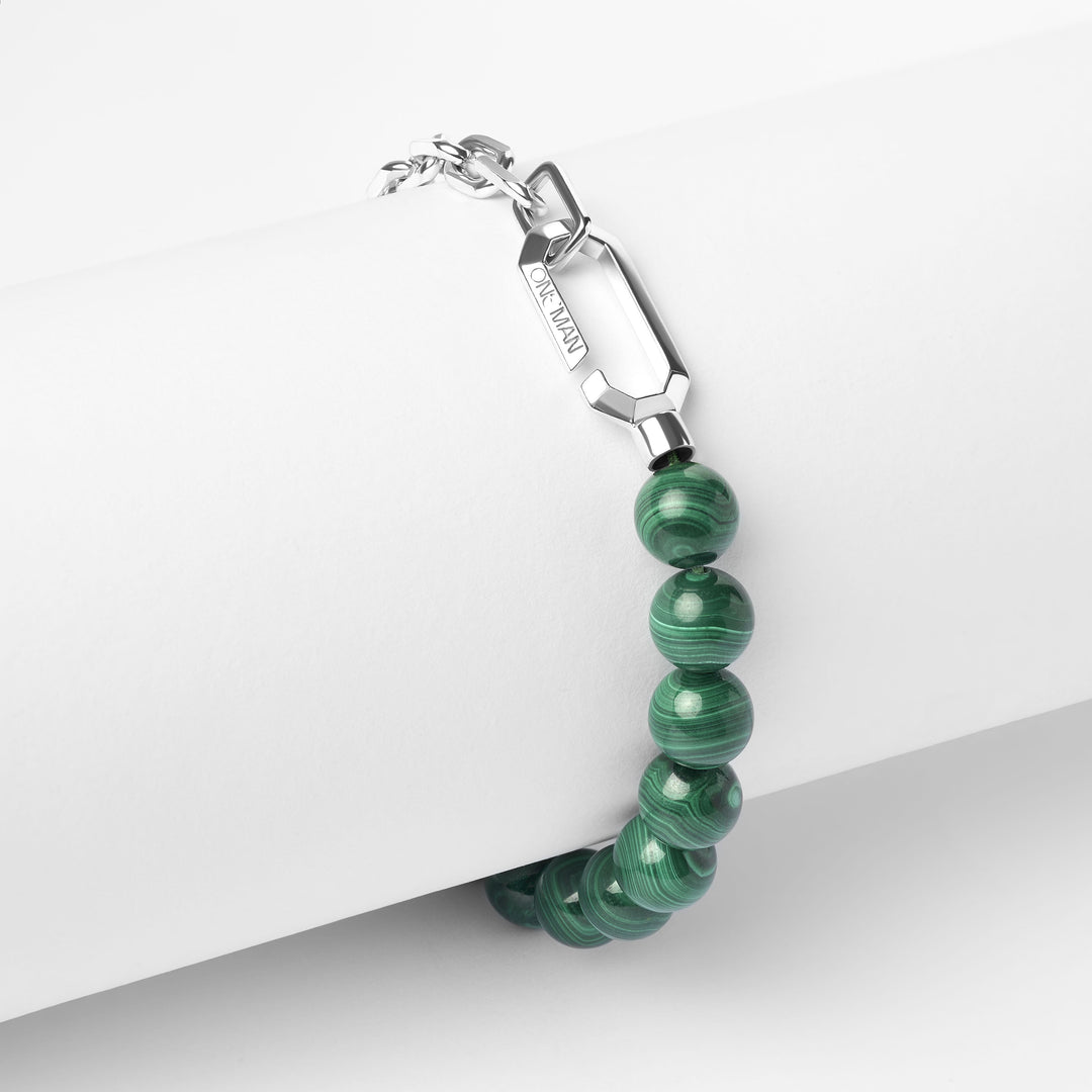 Silver Hybrid Bracelet Malachite