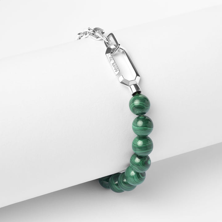 Silver Hybrid Bracelet Malachite