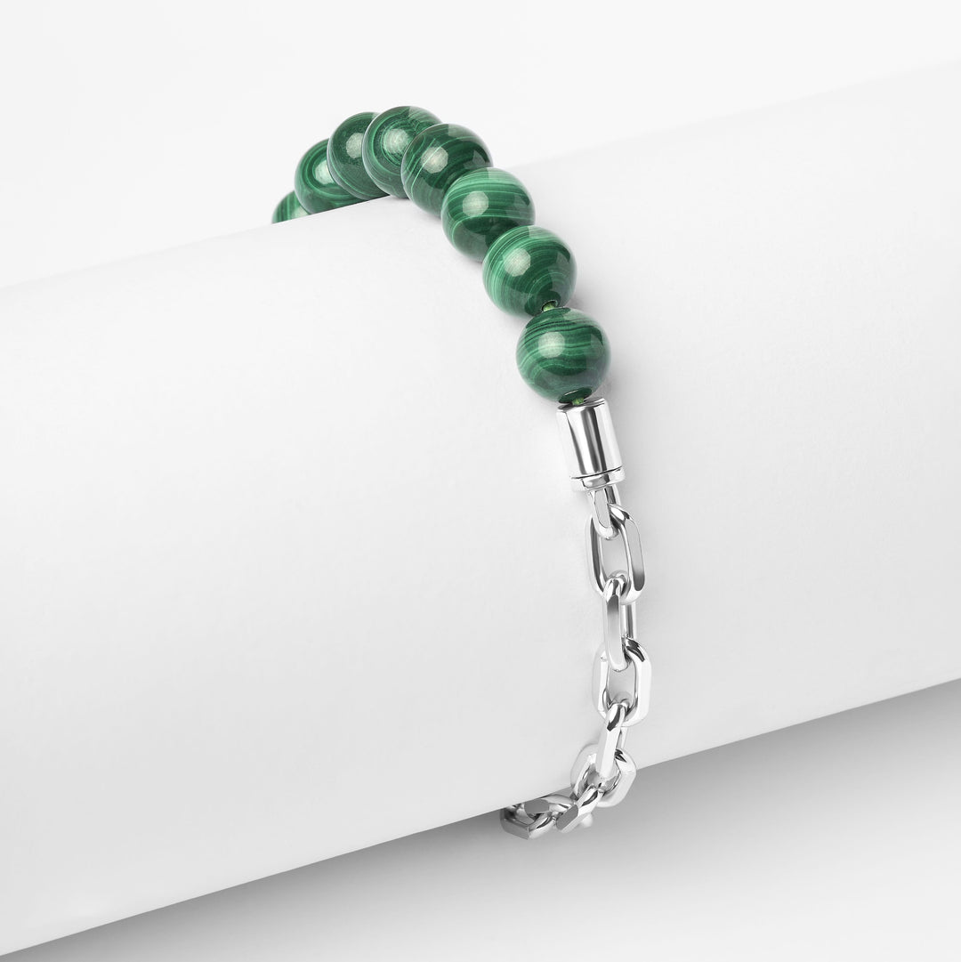 Silver Hybrid Bracelet Malachite