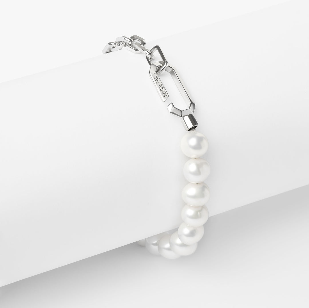 Silver Hybrid Bracelet Pearl