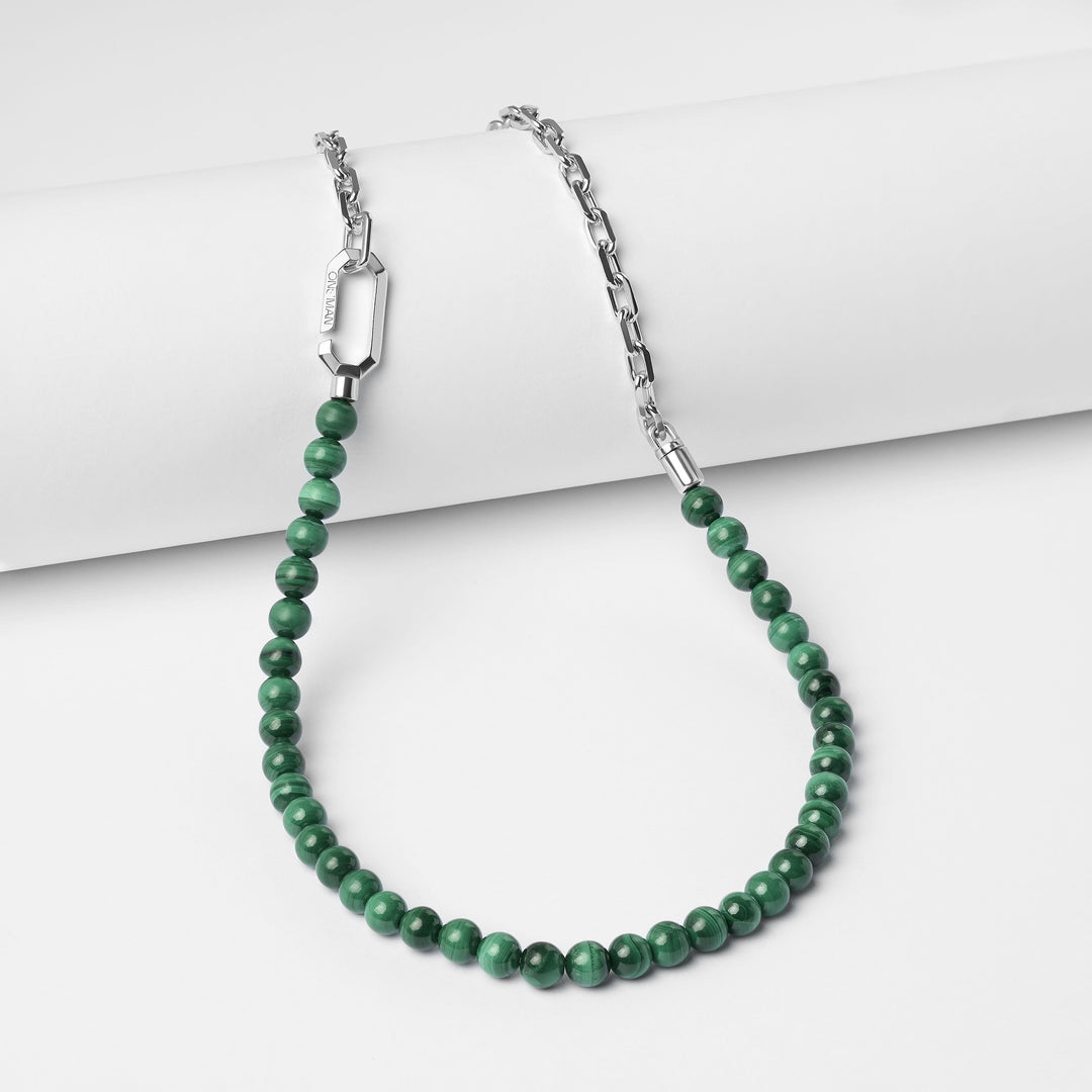 Silver Hybrid Necklace Malachite