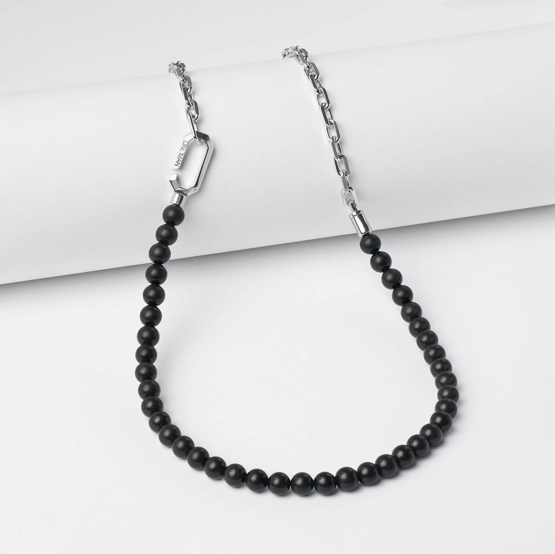 Silver Hybrid Necklace Shungite