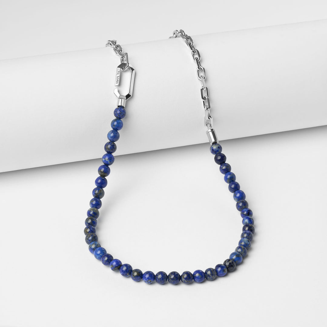Silver Hybrid Necklace Lapis