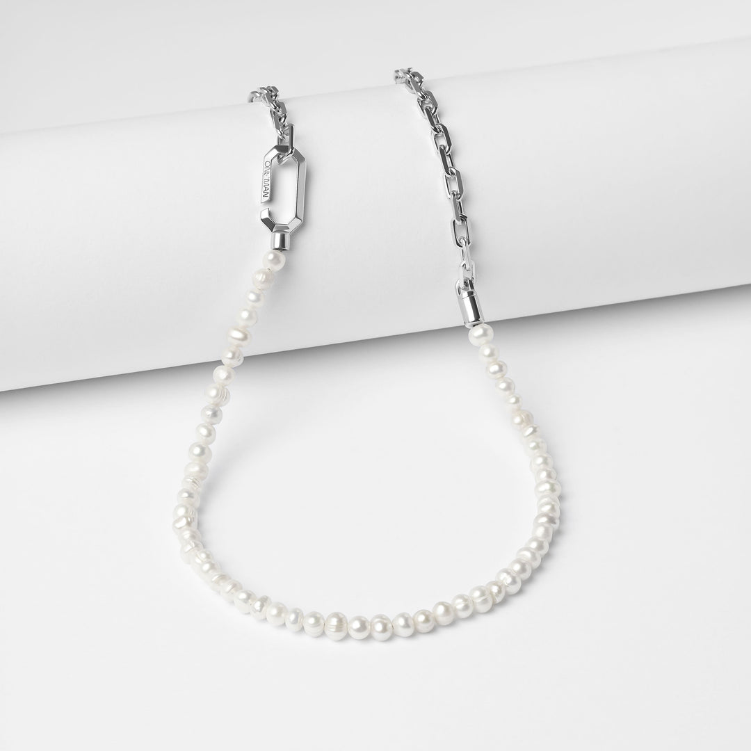 Silver Hybrid Necklace Pearl