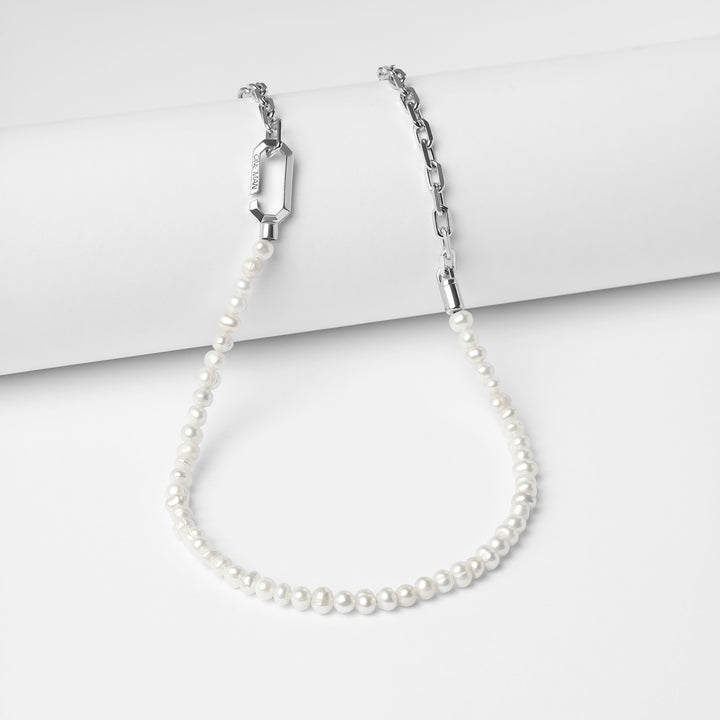 Silver Hybrid Necklace Pearl