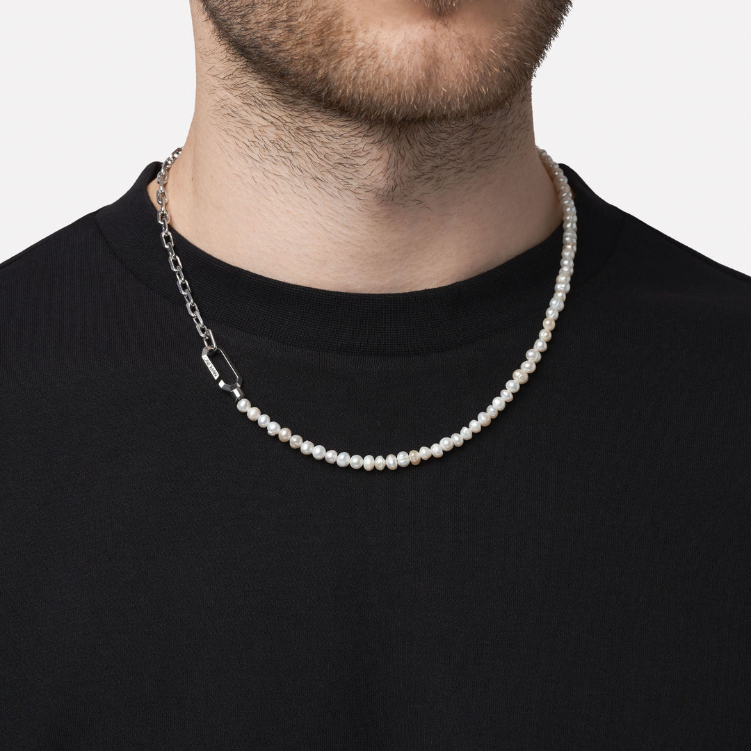 Silver Hybrid Necklace Pearl