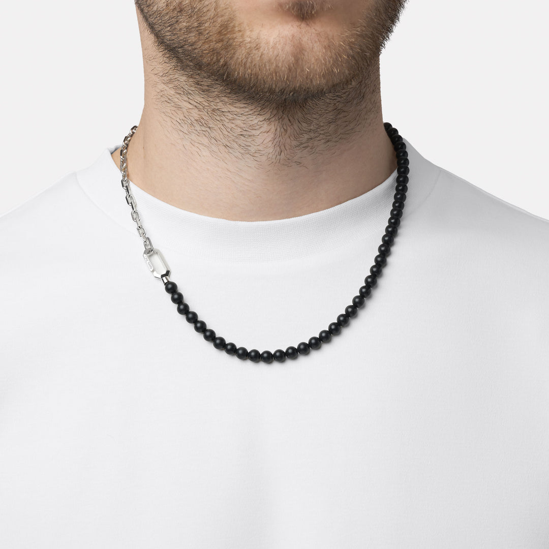 Silver Hybrid Necklace Shungite