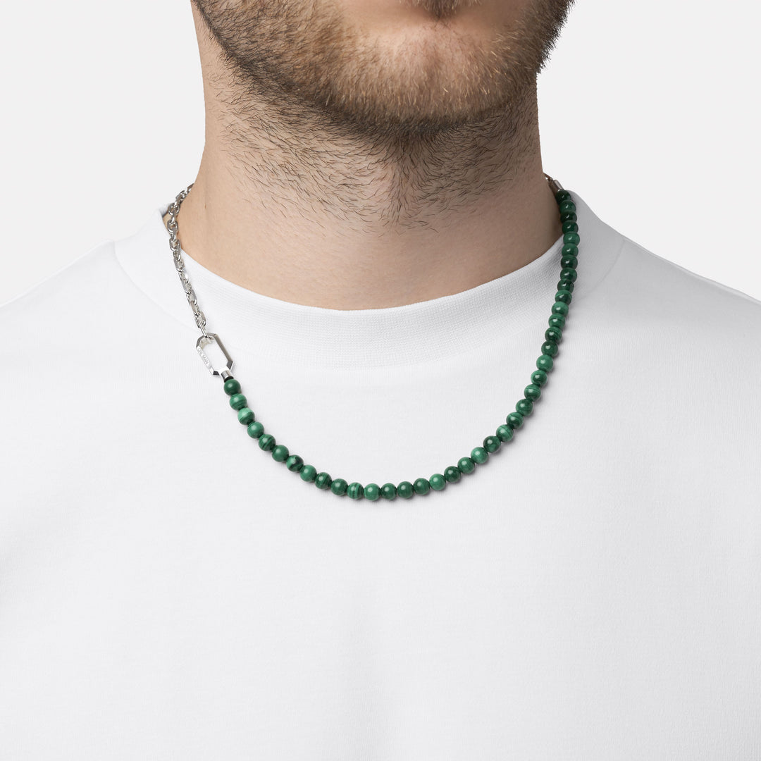 Silver Hybrid Necklace Malachite