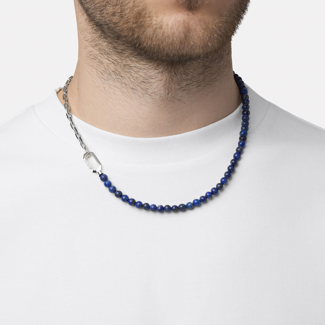 Silver Hybrid Necklace Lapis