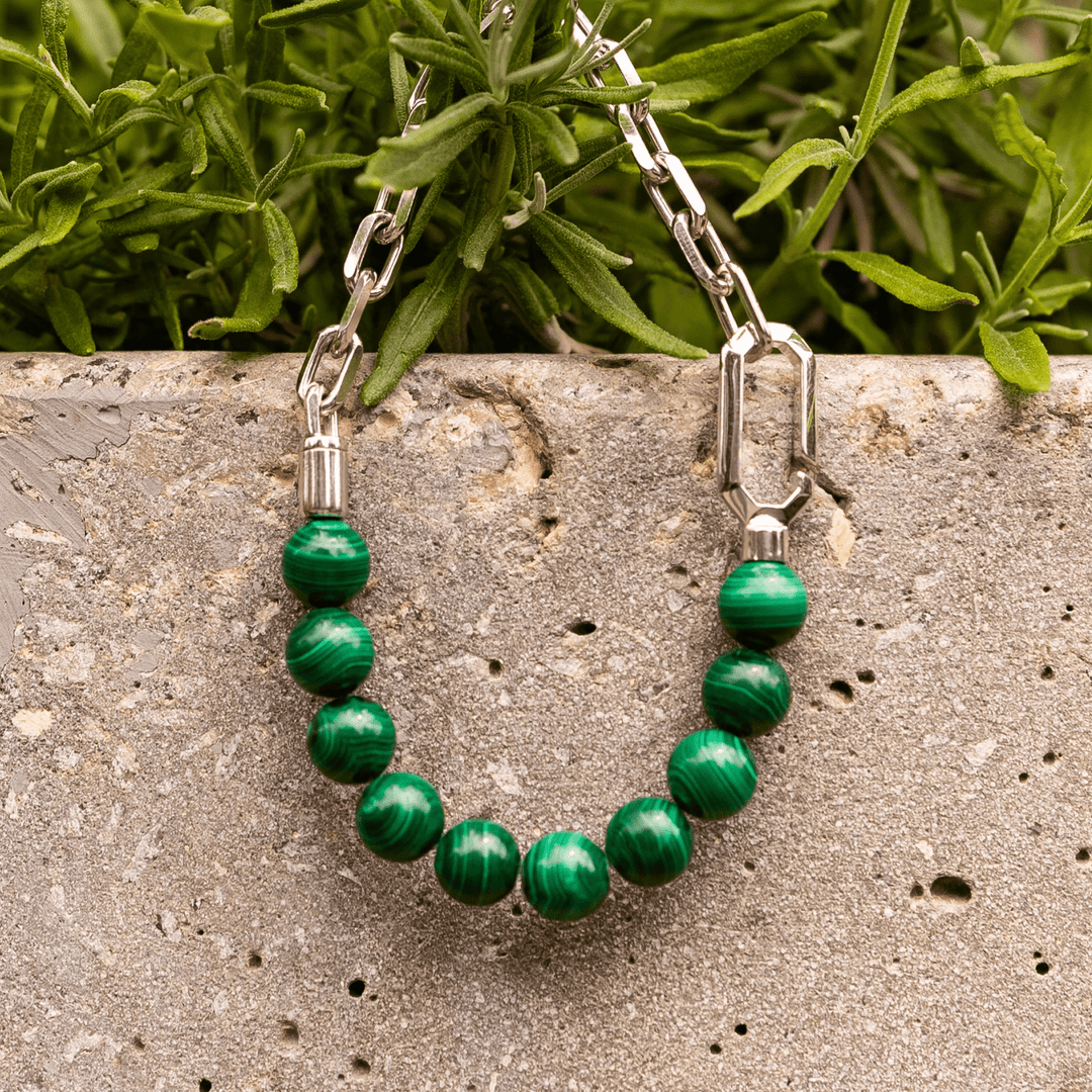 Silver Hybrid Bracelet Malachite