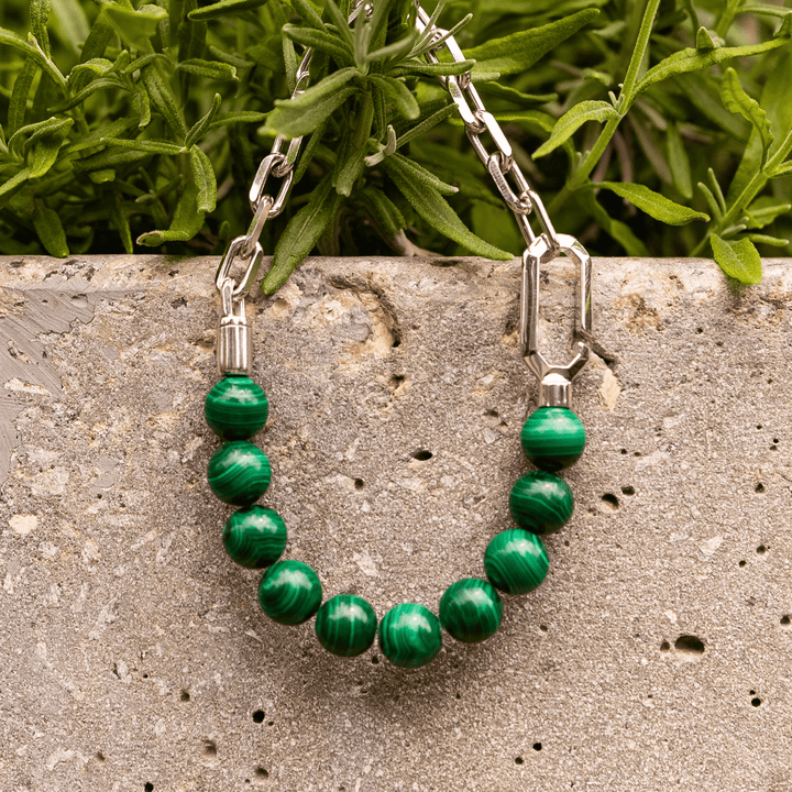 Silver Hybrid Bracelet Malachite