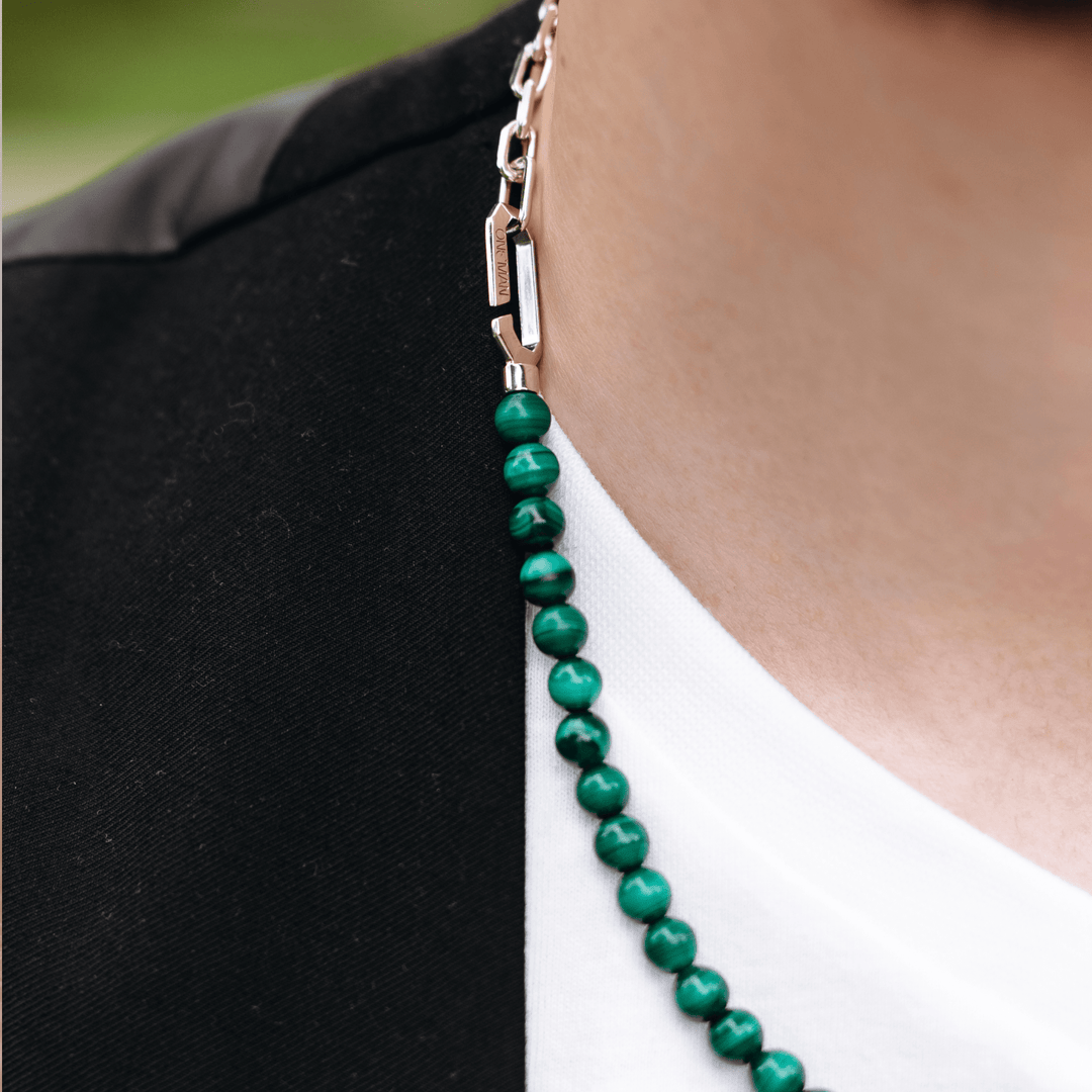 Silver Hybrid Necklace Malachite