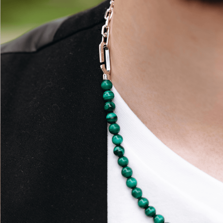Silver Hybrid Necklace Malachite