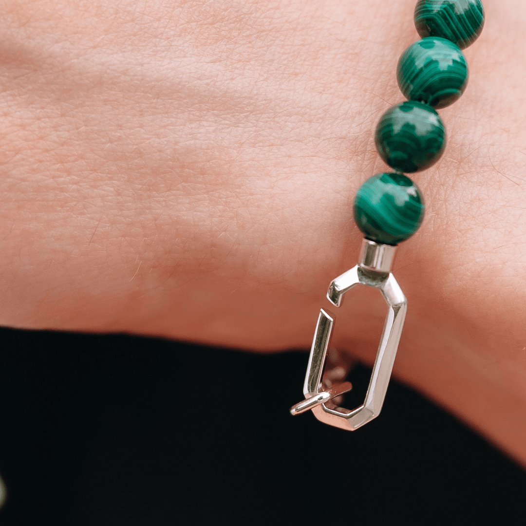 Silver Hybrid Bracelet Malachite