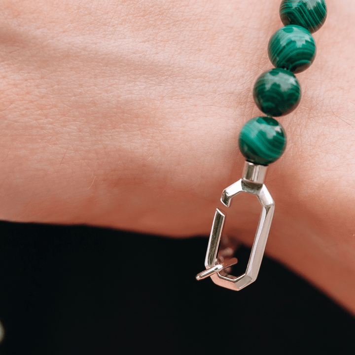 Silver Hybrid Bracelet Malachite